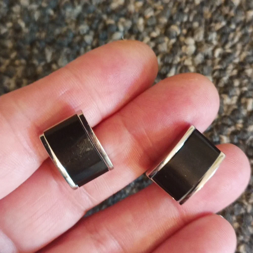 Men's cuff links lot 3 pairs silver tone back